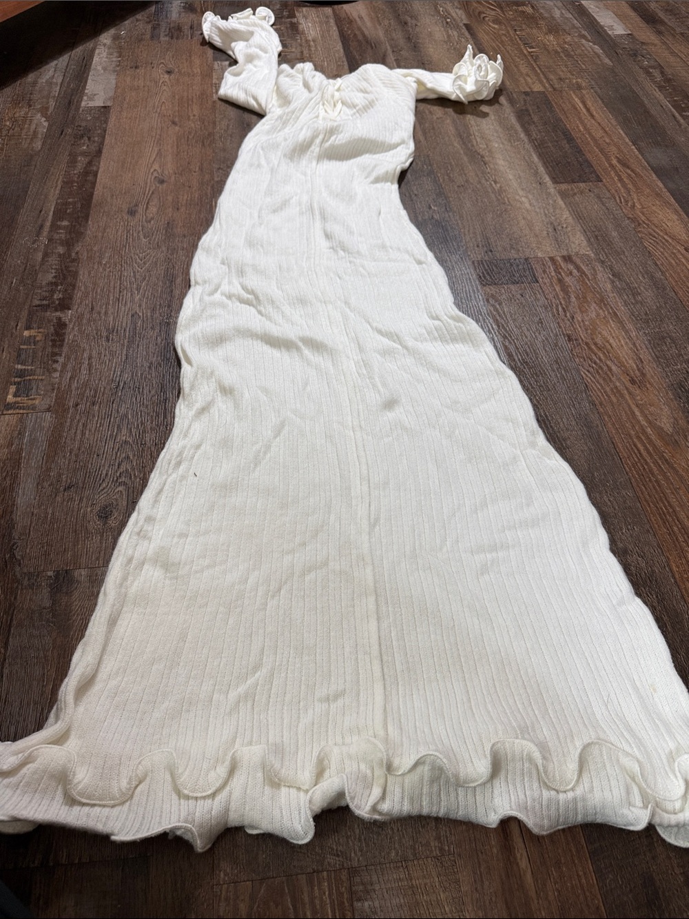 White maxi dress with long sleeves